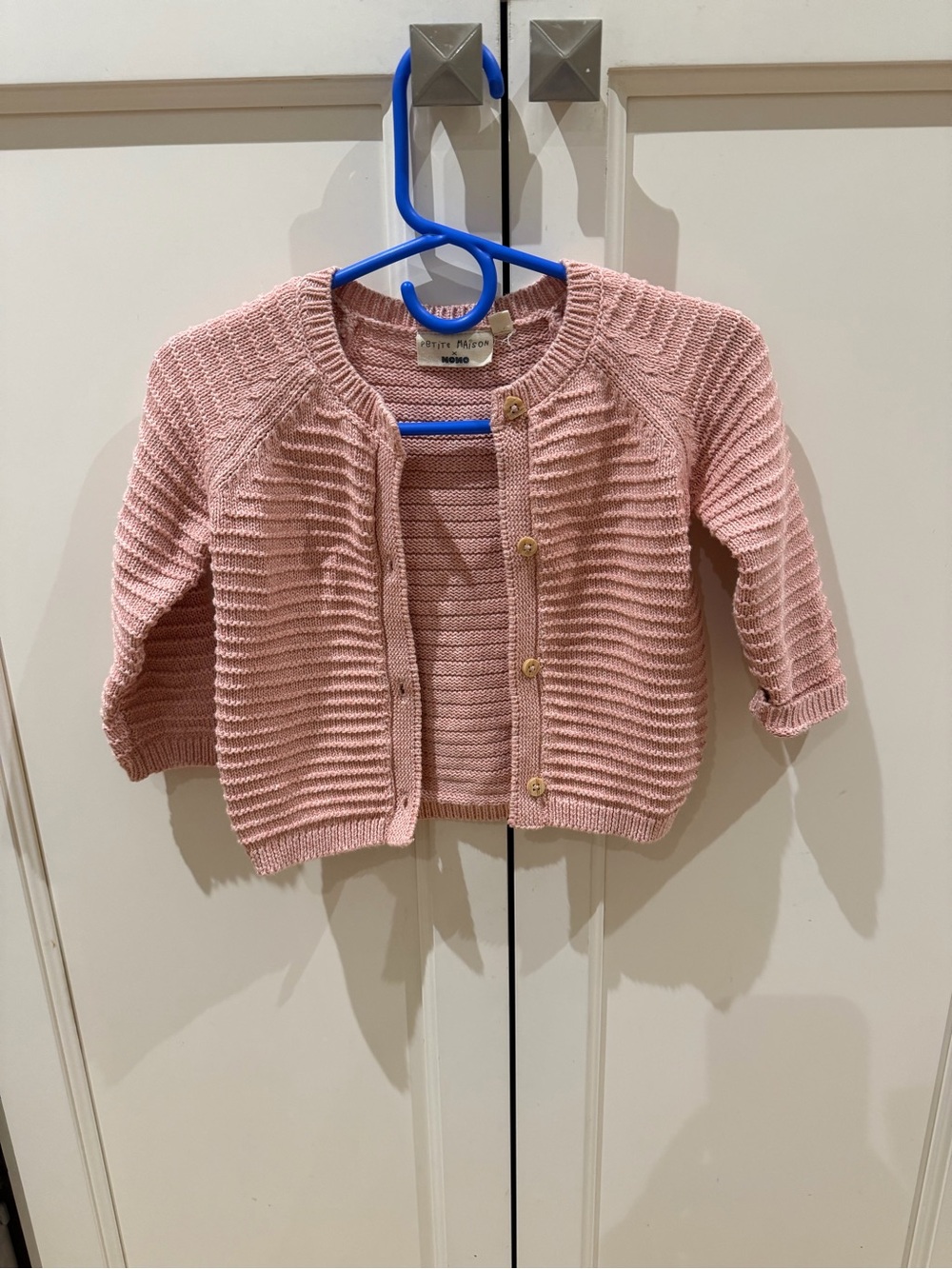 Petite maison Nono 6m Pink Knit Baby Cardigan